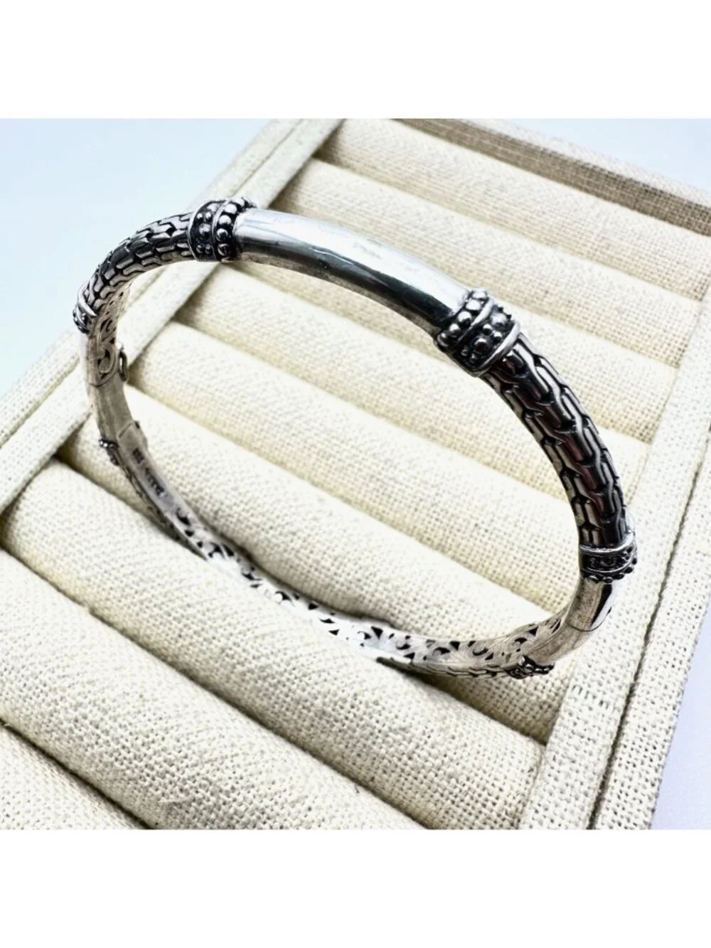 JTV Artisan Sterling Silver Filigree Bangle Bracelet 7 3/4 Inch 22 Grams